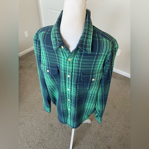NWT OuterKnown Mens Organic Cotton Buttondown Shirt Size Large Blue and Green - Picture 5 of 13